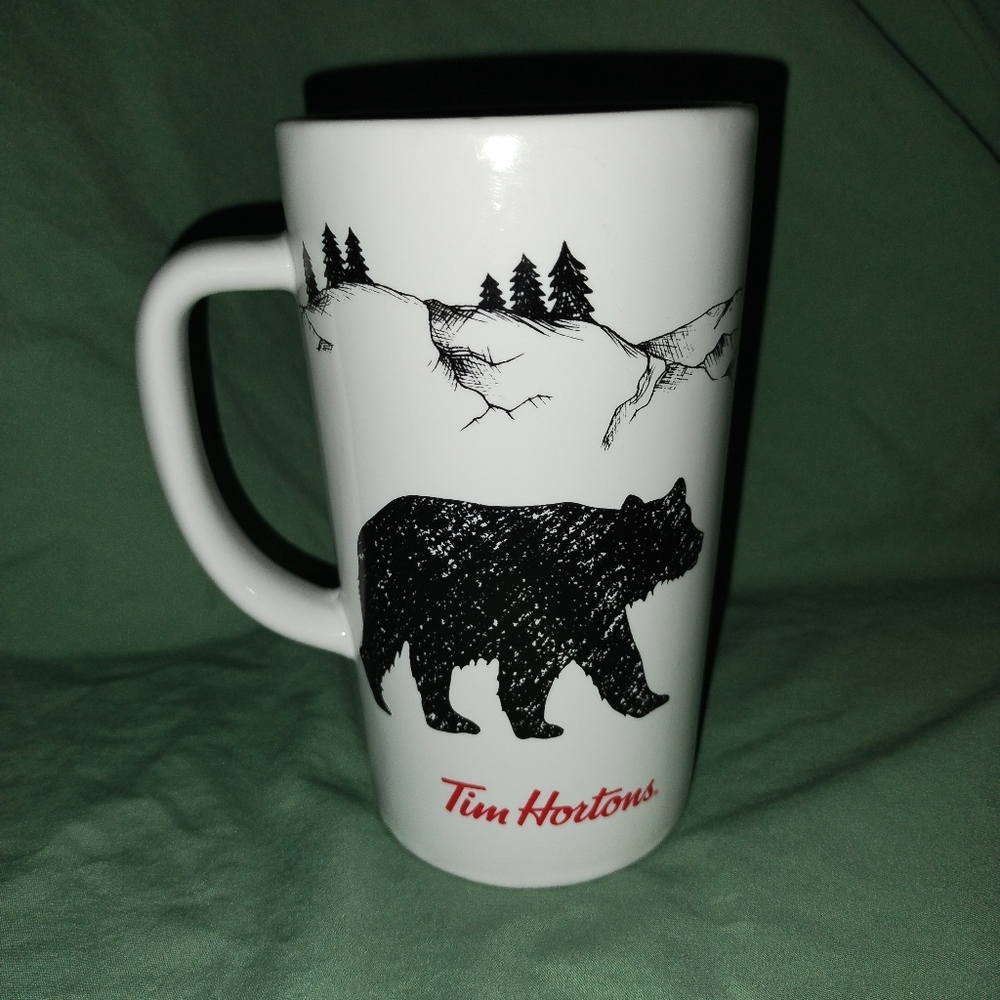 Tim Hortons Black Bear In Wilderness Coffee Mug Cup 2018